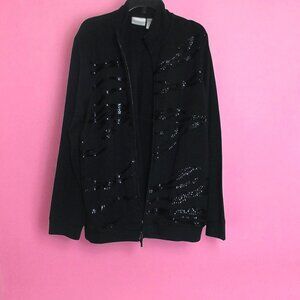 Chico's Zenergy (Size 2) Black Embellished Jacket - NEW